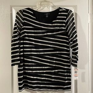 New, never worn, striped 3/4 sleeve blouse.